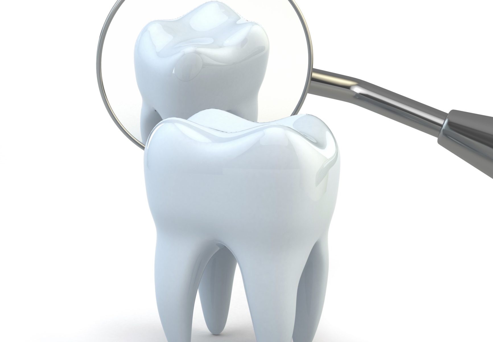 Tooth and dental equipment on white background.